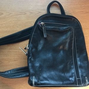 PRESTON & YORK ITALIAN BLACK LEATHER BACKPACK